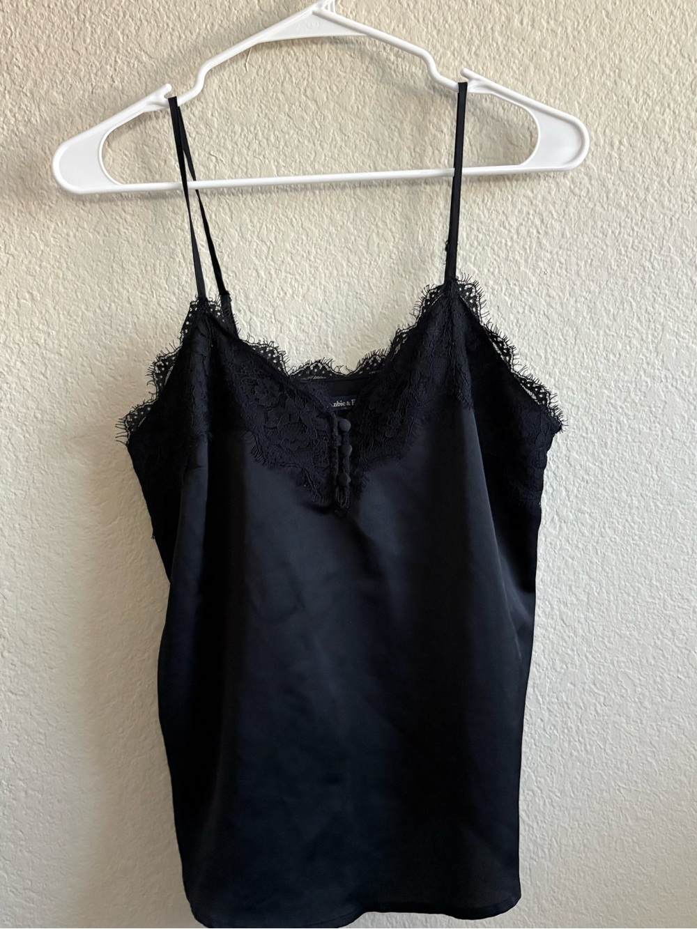 Abercrombie & Fitch Black Lace-Trim Satin Camisole Top